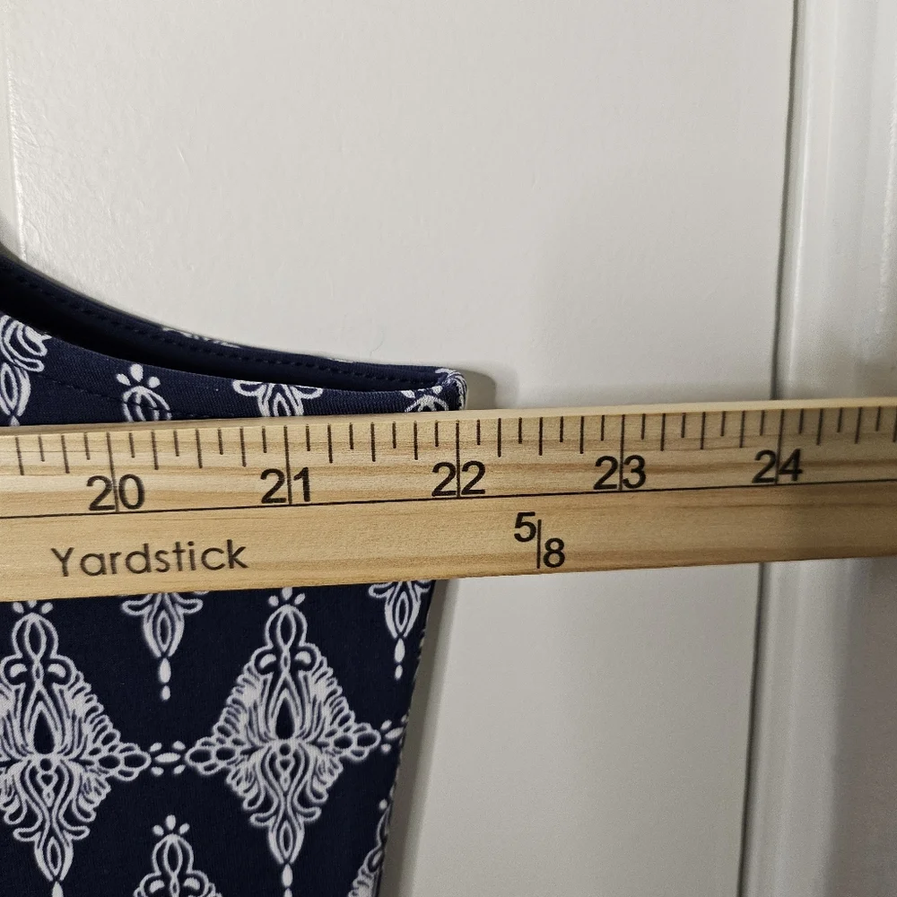 Magnolia Grace Navy White Boho Sleeveless V-Neck Shift Dress Size XXL Bohomian - Picture 8 of 9